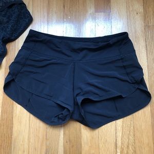 black lululemon speed short | size: 4